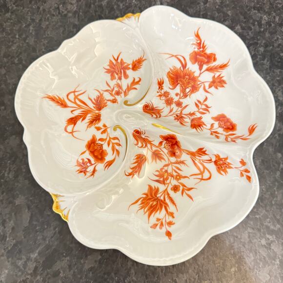 Haviland Limoges France 3 Section Divided Serving Plate Dish Gold Gilt Vintage - Picture 2 of 9